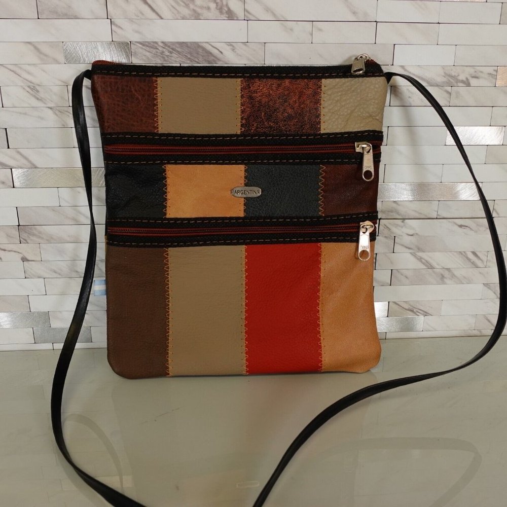 Argentina Bag Leather Crossbody Sling Shoulder Patchwork Colorful Boho‎ Retro
